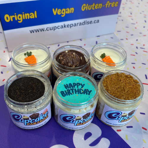 6 pack Gluten free Vegan Cake Jars